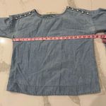 Madewell Convertible Cold Shoulder Chambray Blouse Women's XXS Blue Denim Preppy Photo 7
