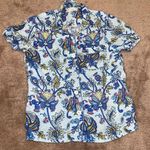 Roller Rabbit  Blue Amanda Linen Lulu Set Polo Pajamas Paisley Print Photo 0