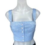 Amanda Uprichard NEW Spade Blue Sleeveless Floral Cami Camisole Crop Tank Top S Photo 0