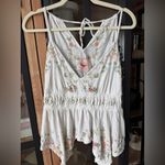 Anthropologie By  embroidered tank top blouse floral asymmetrical vneck boho Photo 7