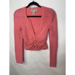 Next Era Pink Ruched Front Button Cardigan Cropped Sz Medium Photo 4