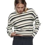ZARA NWT Women’s Rustic Short Small Black White Knit Striped Oversize Top Photo 0