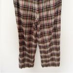 Anthropologie Plaid Floral Waistband Wide Leg Pants Pink/Brown Size 10 Cotton Photo 7