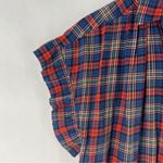 Trovata Birds Of Paradis Marianne Soft Cotton Plaid Ruffle Sleeve Button Up Top Red Size XS Photo 3