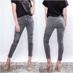 AGOLDE Sophie High Rise Distressed Crop Jeans in Washed Black Grey Size 30 Photo 1