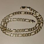 Mens 18K Gold Plated Figaro Chain Necklace 20 Inches Lobster Clasp Quarter Inch Photo 3