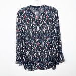 Club Monaco | Multicolored Long Bell Sleeve Abstract Print Blouse Top Medium Photo 3