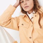 Madewell  Brushed Herringbone Knit Shirt Jacket Warm Yellow Shacket Size Small Photo 7