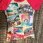 W Swim Neon Pink New Jersey Graphic Swim Baby Tee Size XS Photo 5