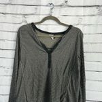 Akemi + Kin  Black Metallic Stripe V-Neck Long Sleeve Top Women’s Large Lurex Photo 4