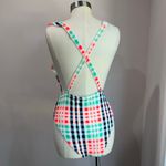 Aerie Gingham Colorful Plaid Ruffle Apron Style One Piece Bathing Suit Sz L Photo 8