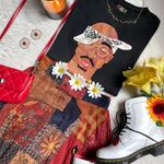 Rare Cross Colours Tupac shakur hip hop pop art short sleeve tee Black Size M Photo 8