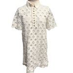 ZARA  openwork crochet short dress with buttons Size Medium Photo 4