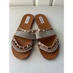 Steve Madden Lindy Natural Rhinestones Spikes Multi Strap Flat Slide Sandals 8.5 Photo 1