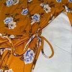 Altar'd State Altar’d State Mustard Yellow Floral Faux Wrap Midi Dress size small Photo 3