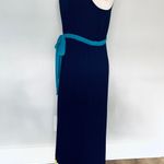 Max Studio Navy Blue Yellow Colorblock Maxi Dress Photo 1