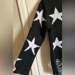 Military Hippie  Blackw/White Stars Front&Back Distressed on Hem Sweater A210 Photo 3