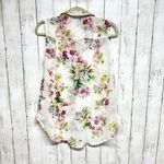 H&M Shirt Women Size 6 Tank Blouse Sleeveless Floral Button-Down Hi-Low Sheer Photo 2