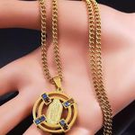 The Virgin Mary Stainless Steel Colorful Crystal Necklace Photo 2