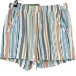 Briggs New York Briggs Linen Blend Pull On Shorts Blue Orange Stripe Pockets Drawstring Size M Photo 0