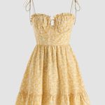 Cider Santorini Beach Vacation Ditsy Floral Tie Shoulder Mini Dress Photo 2