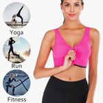 Zip Front Sports Bra Heather Pink Seamless Wirefree Bra Padded Yoga Medium Photo 2