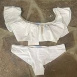 Eberjay Anthropologie Eberjey So Solid 2 piece ruffle bikini ivory cream off white L Photo 1