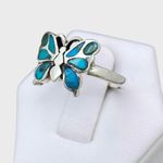 Sterling Silver Vintage Style Turquoise Butterfly Ring - Sz 9 Photo 1