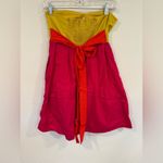 Maeve Anthropologie  Colorblock Strapless Dress Pink Orange Size 0 EUC Photo 2