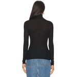 autumn cashmere  Second Skin Sheer Mock Sweater in Black Medium New Knit Top Photo 1
