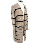 HYFVE Striped Long Textured Cardigan Sweater Beige Black Size Medium Photo 4