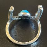 Turquoise stone silver plated antler ring size 6 Photo 3