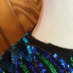 VTG Beaded & Sequined Party Top Blue Size M Photo 2