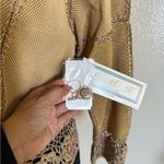 SMH Boutique Leather Blazer Boho Vintage Knit Long Sleeve Jacket Women’s Small Tan Photo 6