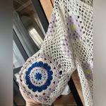 ZARA crop top crochet evil eye cover-up wide boat neck swimsuit short sleeve Photo 3