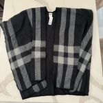 Woolrich  NWT Plaid Open Front Blanket Shawl Womens One Size Black/Gray Wrap Cozy Photo 0