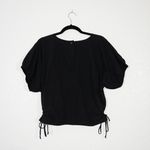 Madewell NWT  Black Embroidered Poplin Puff-Sleeve Cutout Crop Top Size XL Photo 6