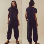 Free People  Linen Blend Freya Black Knit Sweater Slouchy Balloon Pants SZ XL Photo 1