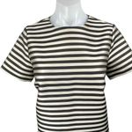 ASOS  Women's Black White Striped Satin Short Sleeve Knee Length Shift Dress Sz 8 Photo 2