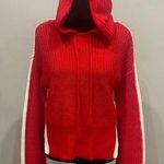 Planet Gold Red and White Hooded Women's Sweater Photo 0