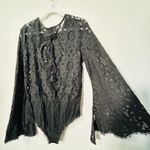Free People NEW Black Lace Flare Sleeve Bodysuit Better With Time Medium Goth Photo 10