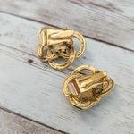 Vintage Clip On Earrings Fancy Cream & Gold Tone Photo 5