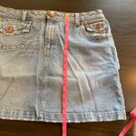 L.A. Blues Denim Skirt Stretch Pockets Light Wash Mini Skirt Embroidered Retro Photo 6