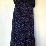 Arula Navy & Pink Cherry Print Tiered Sleeveless Adjustable Ties Dress. Blue Size XL Photo 0