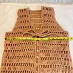 Handmade Homemade Open Knit Tie Front Sweater Vest Tan Approximately Small to Medium Boho Photo 3