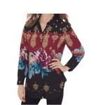 Chico's  Reversible‎ Shirt Roses Flower Print & Dots Pattern Size 2 Photo 3