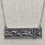 Wild West Saguaro Cactus Bar Necklace Silver Photo 0