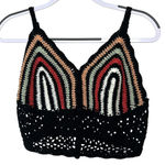 POL  Crochet Rainbow Crop Top Festival Boho Sleeveless Tank Top‎ Black Size M Photo 0