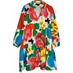J.Crew  Women’s Size XS Ratti Jardin Bright Floral Cotton Tiered Popover Dress Photo 4