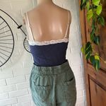 Aerie  blue with white polka dots lace neckline crop top size XS GUC Photo 2